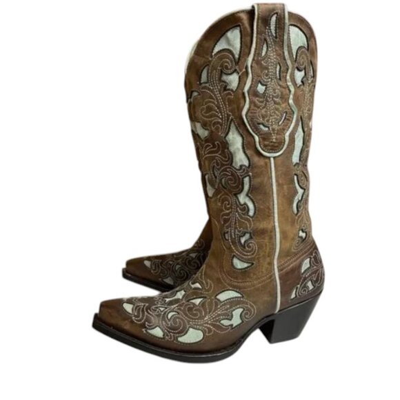 Black Star women's gruene brown and blue western cowboy boots - Picture 1 of 9